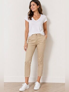 .n.a Cropped Khaki Pants Women Size 2 Stretch Ankle Career Casual Tan Chino